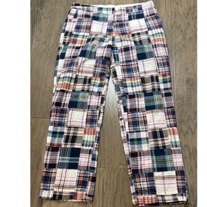 Nantucket Brand Women Size 8 Patchwork Plaid Wide Leg Pants 100 Cotton Golf